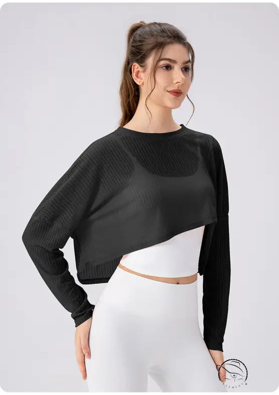 Women Yoga Blouse Long Sleeve Lightweight Breathable Workout Top Loose Outdoor Running Casual Sports