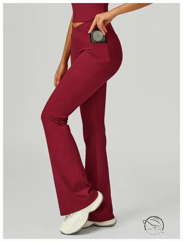 Cross Waist Wide Leg Bootcut Trousers Outdoor
