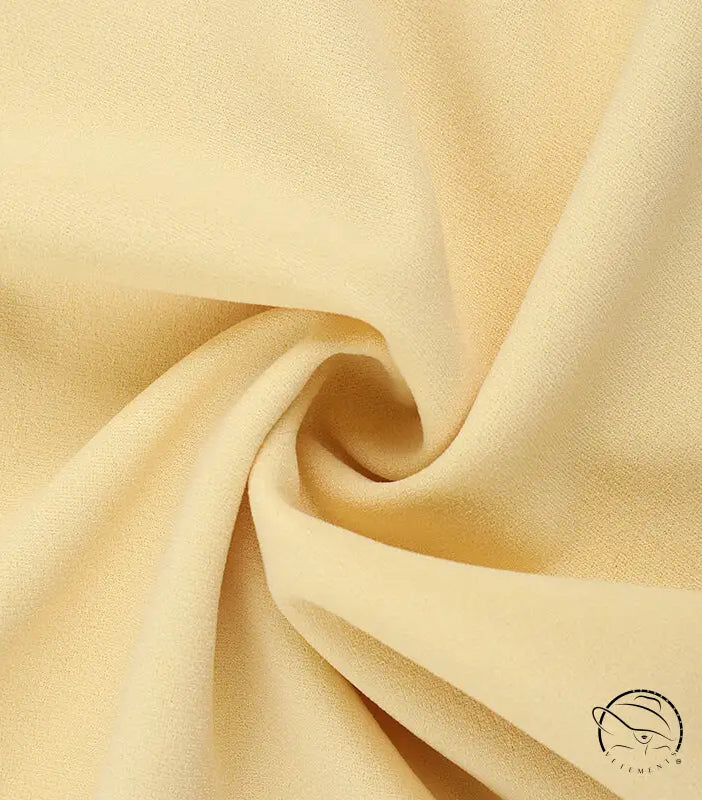 Cream-colored satin halter bow waist A-line evening maxi dress fabric