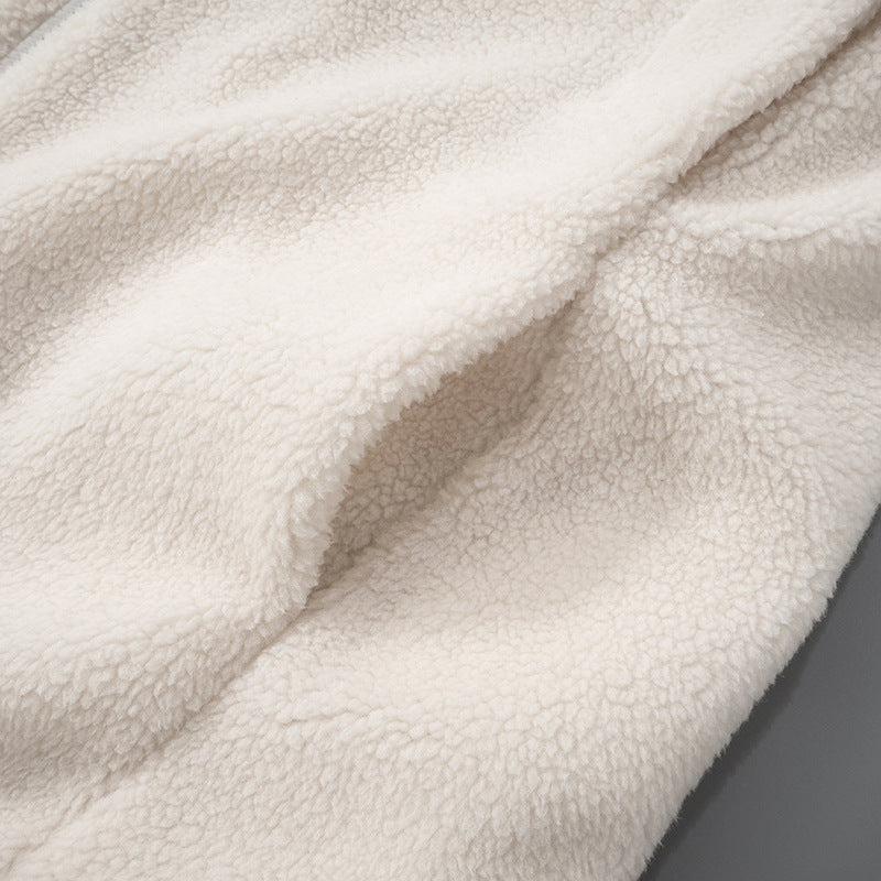 Creamy sherpa fabric featured in Casual Round Neck Zipper Stitching Long Sleeve Berber Fleece Coat