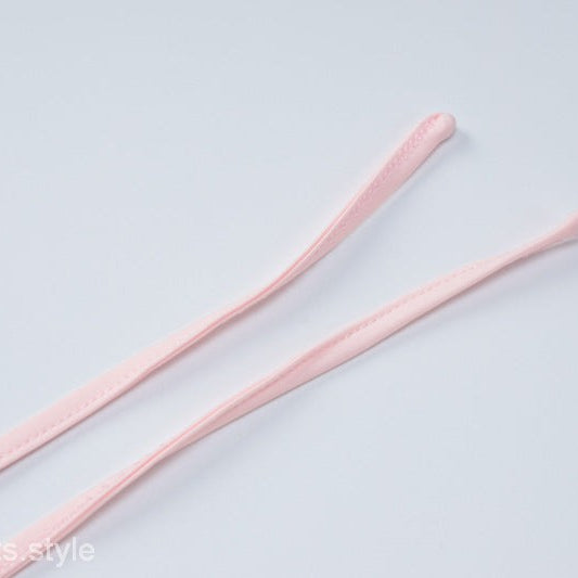 Pink fabric straps on sexy halter low cut ruffled dress, stylish and elegant