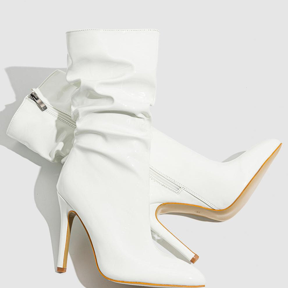 Leather Shoes Short High Heel Riding Boots