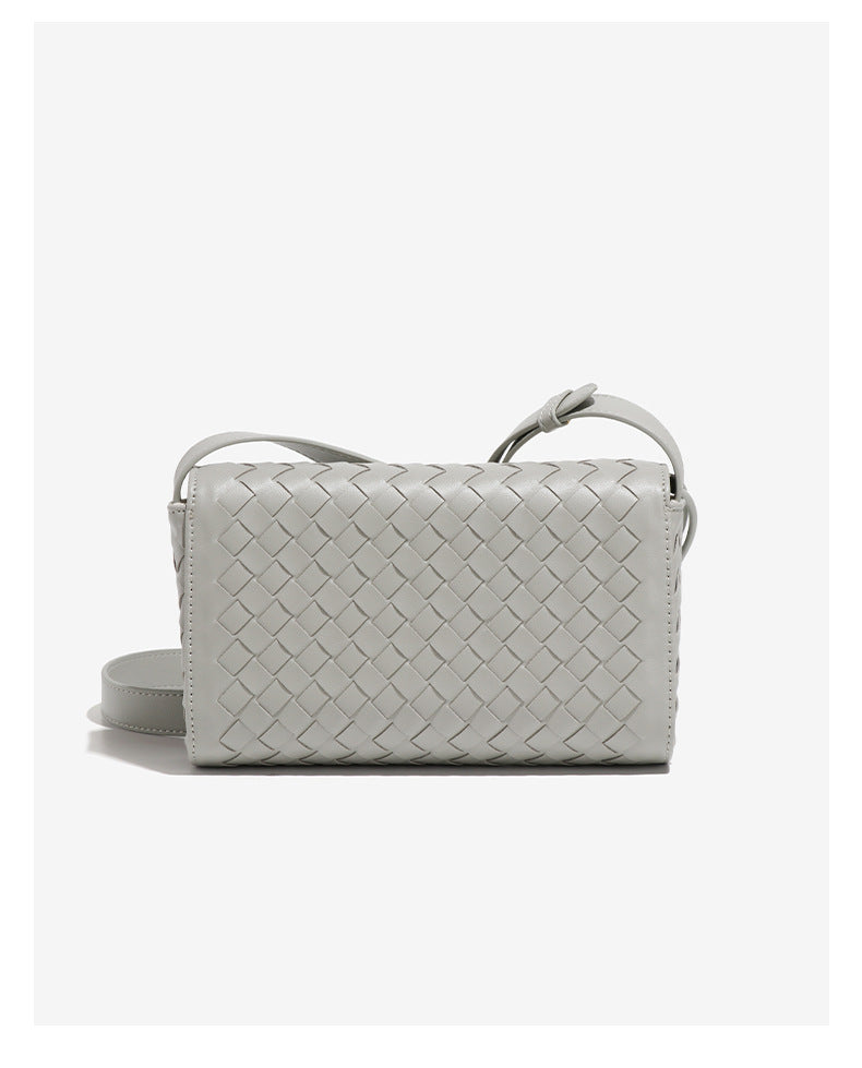 Gray woven leather crossbody bag from Langry, perfect for fashionable ملابس styling