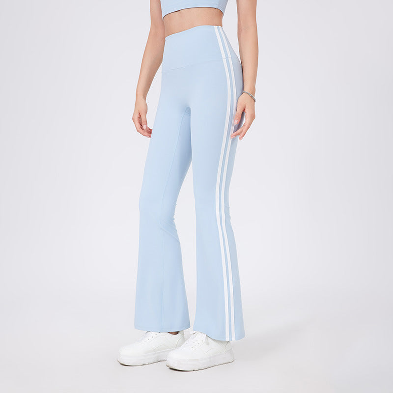 High Waist Yoga Pants Running Sports Peach Hip Raise Fitness Nude Feel Stretch Flared