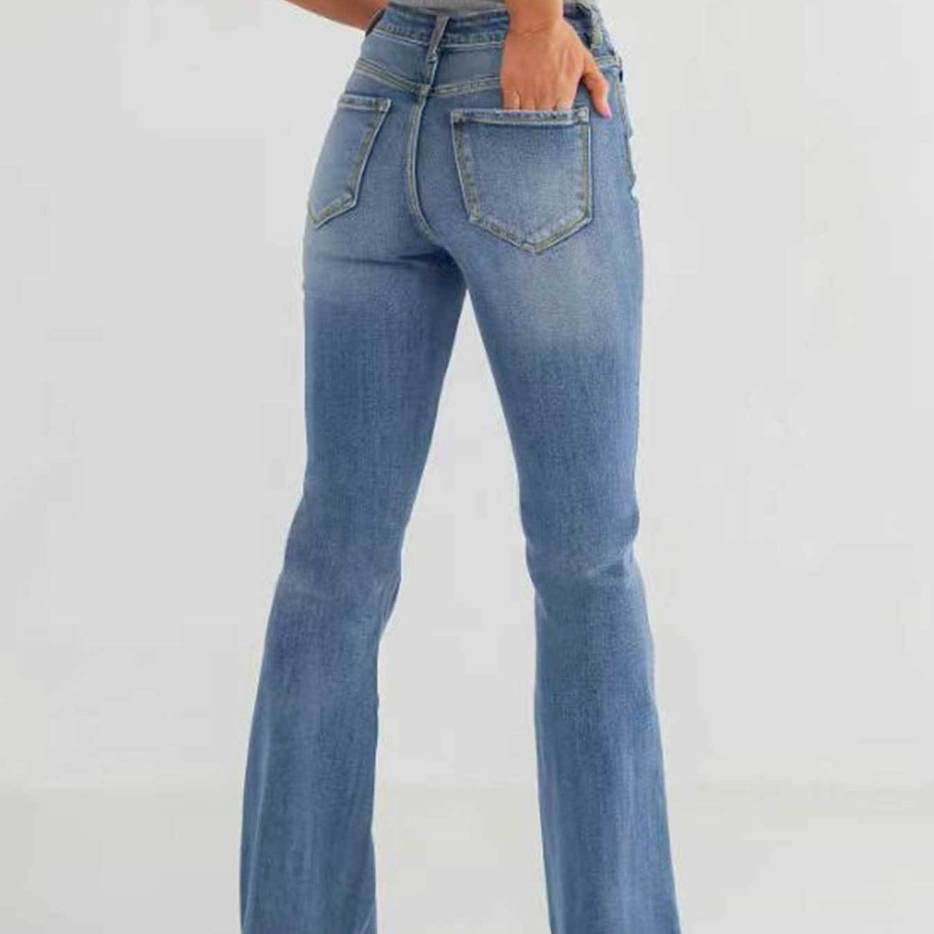 Slim Stretch High Waisted Cut Pants Jeans