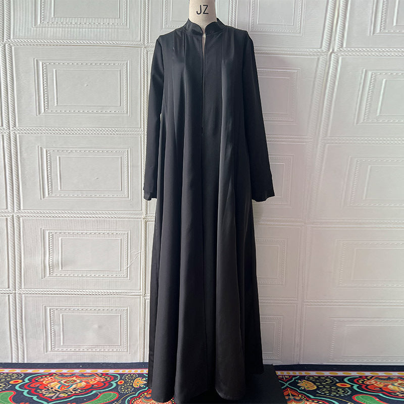 Spring arrival loose black polyester abaya maxi dress