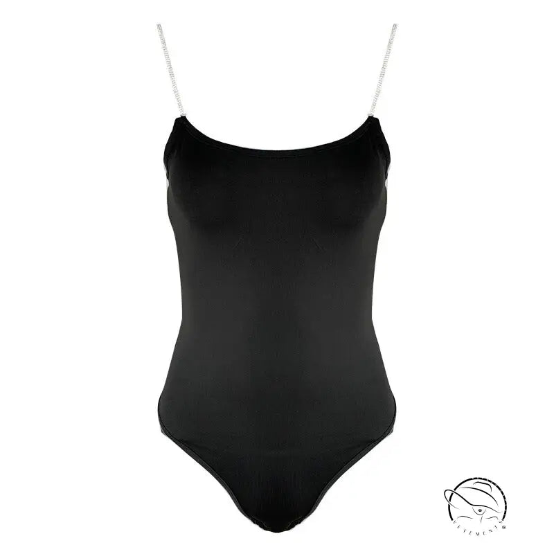 Summer Diamond Chain Slim Top Low-cut Sling Bodysuit