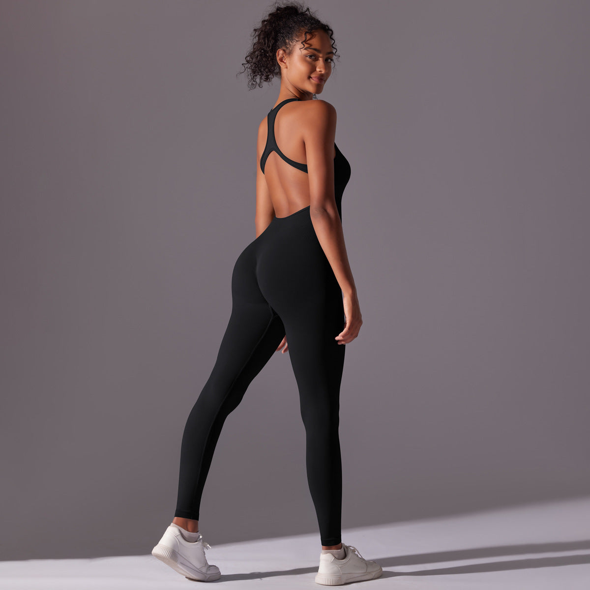 Spring Gym Seamless Shaping Yoga Jumpsuit Integrated Belly Contracting Close Fitting Sports Back one Piece