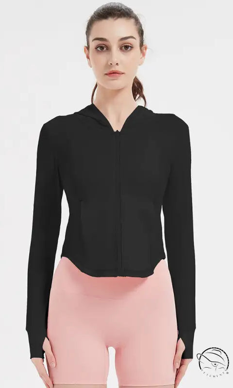 Sports Jacket Women High Elastic Hooded Quick Drying Top Violently Sweat Running Training Yoga Clothes Coat