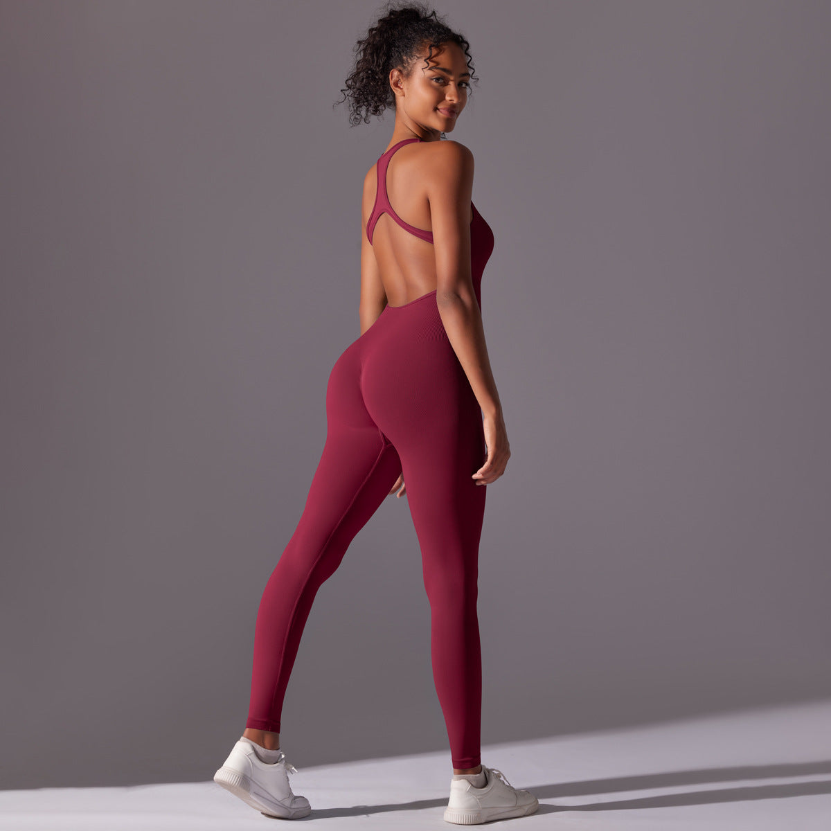 Spring Gym Seamless Shaping Yoga Jumpsuit Integrated Belly Contracting Close Fitting Sports Back one Piece