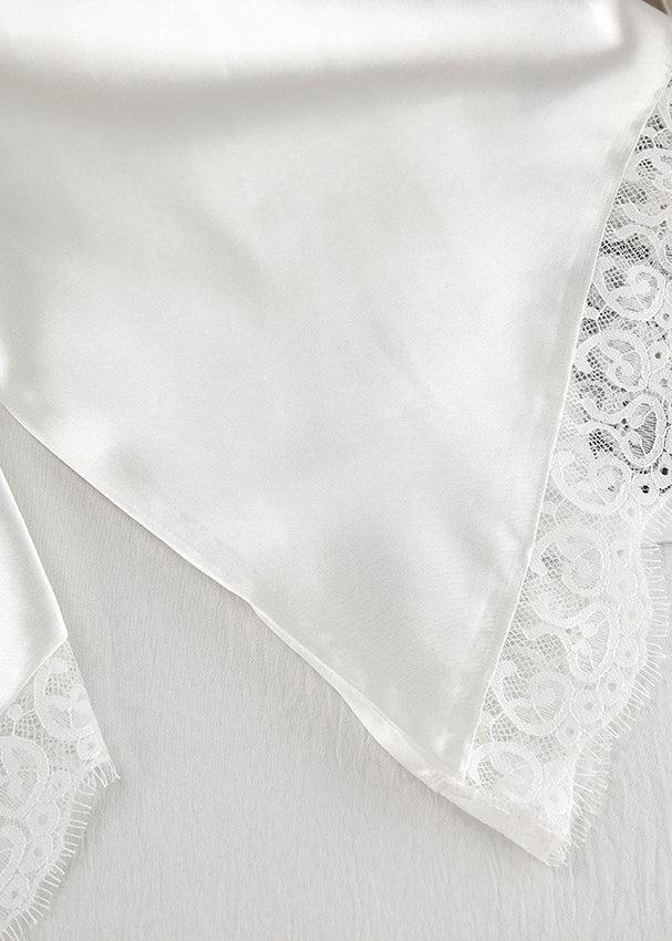 Langry white satin sleep mask with lace trim for fashion pajamas