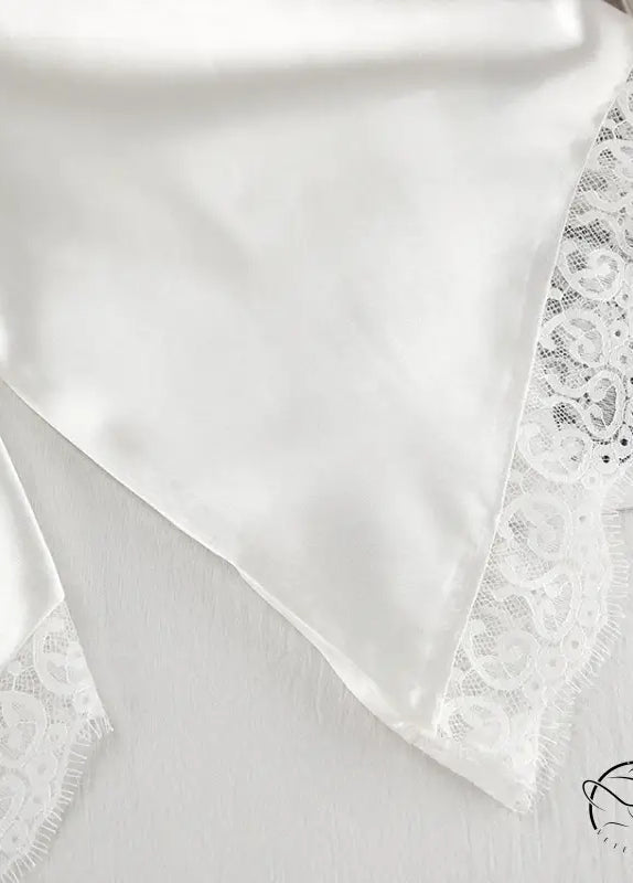 White satin langry sleep mask with lace trim for fashion pajamas