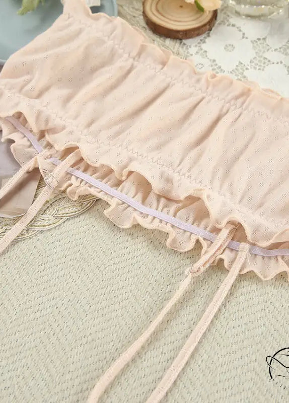 Blush pink ruffled bandeau top in Langry fashion nightgown set