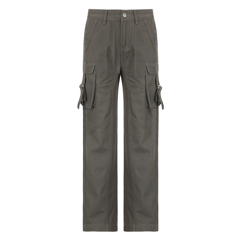 Olive green cargo pants from HIP HOP LOW WAIST DENIM PANTS collection, low waist style
