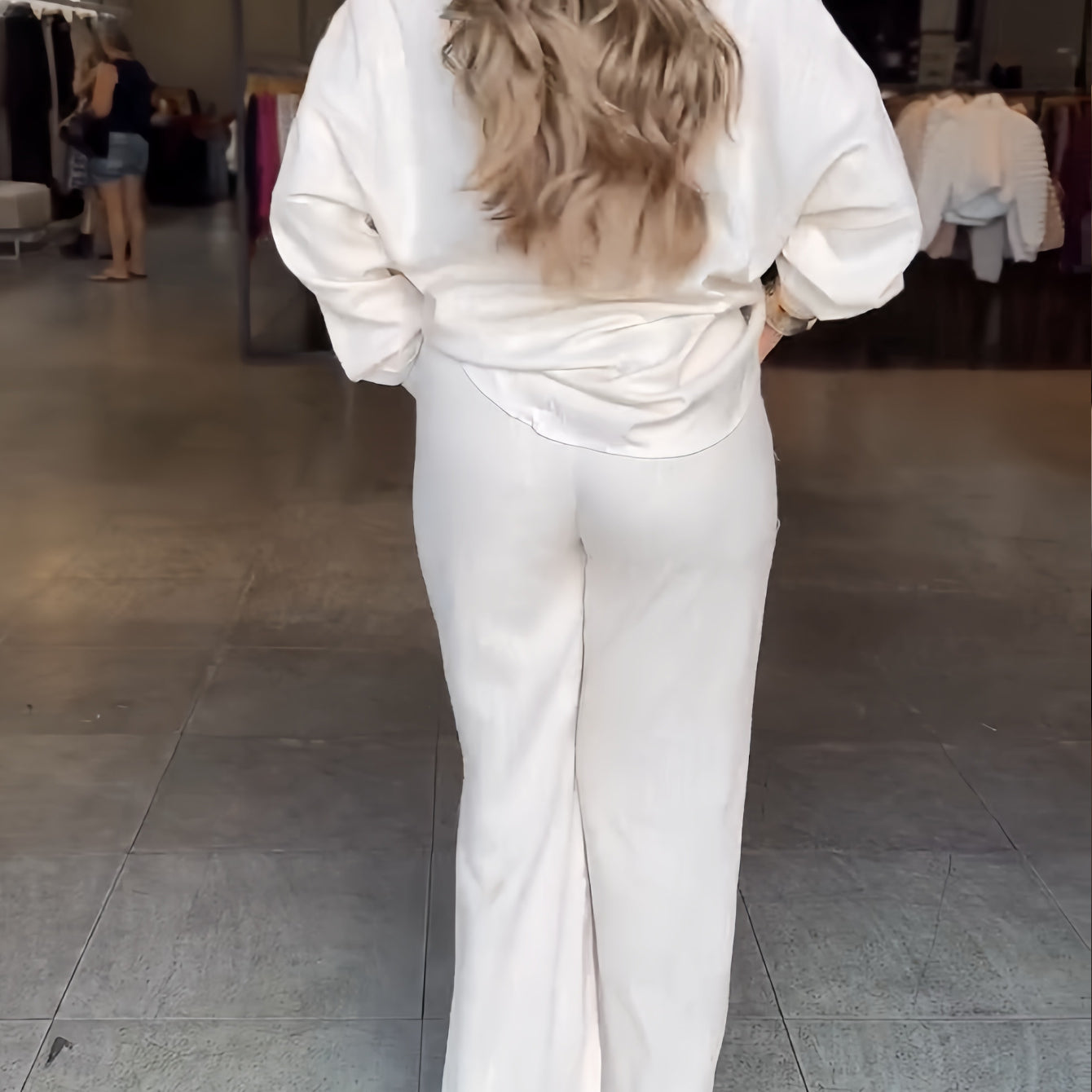 Starry Shirt Top Drawstring Wide Leg Pants Two Piece Sets