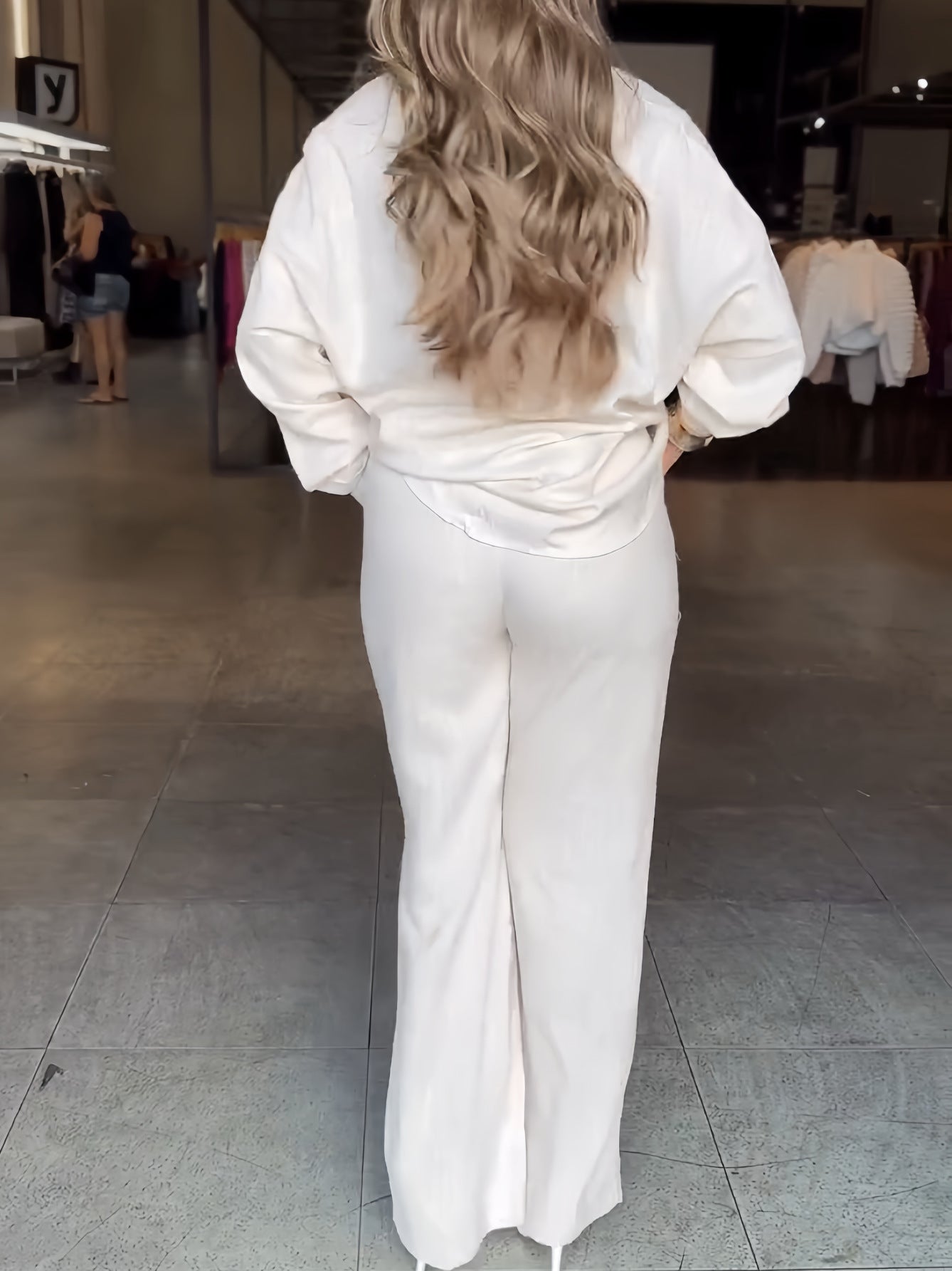 Starry Shirt Top Drawstring Wide Leg Pants Two Piece Sets