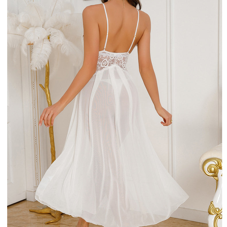 V Neck Backless Pearl Cami Nightdress