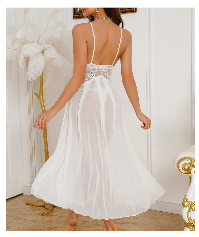 V Neck Backless Pearl Cami Nightdress