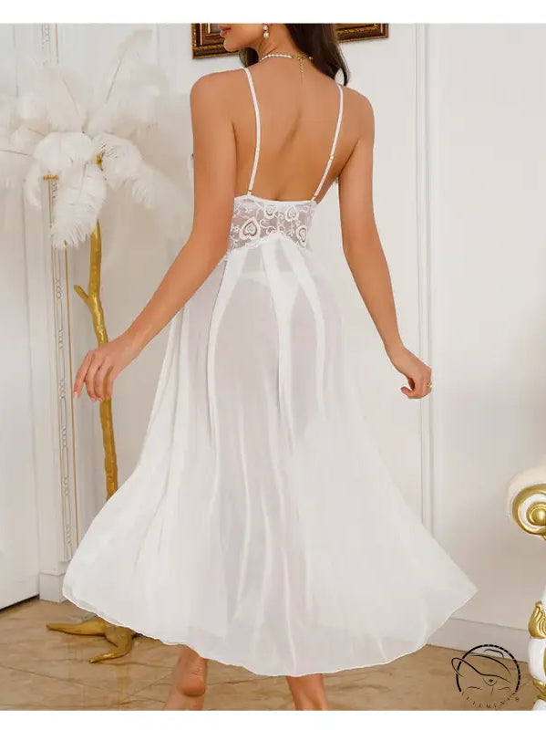 V Neck Backless Pearl Cami Nightdress