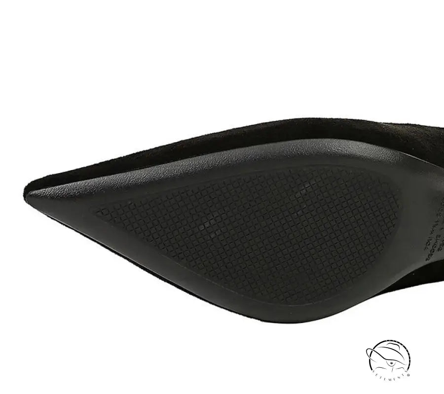 Langry black leather pointed toe high heel with textured sole in fashion