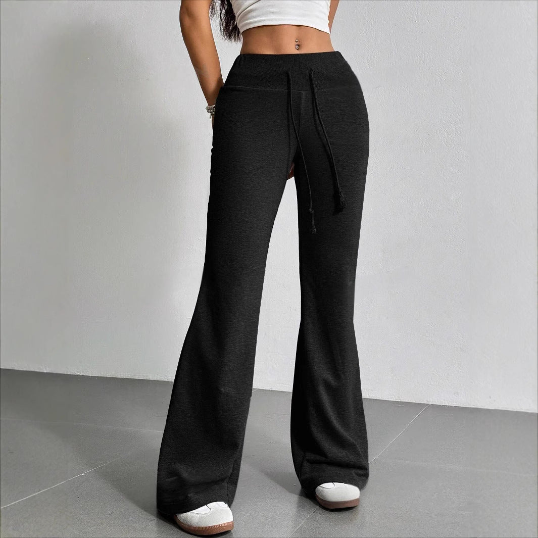 Black drawstring flared pants for stylish casual fashion in ملابس collection