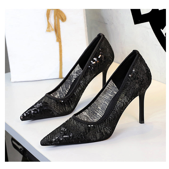 Shallow Mouth Sequin Fashionable Elegant High Heel