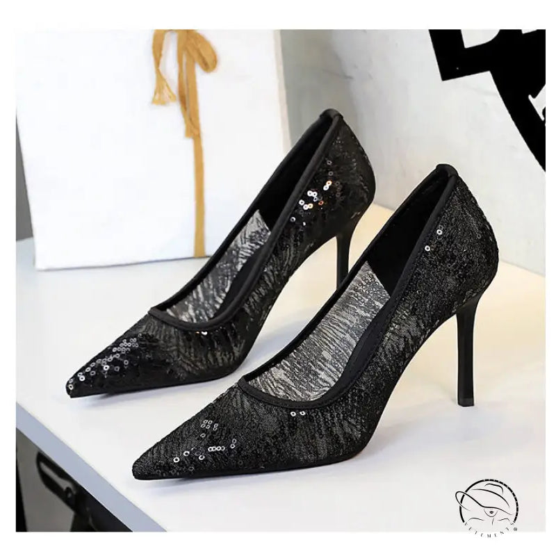 Shallow Mouth Sequin Fashionable Elegant High Heel
