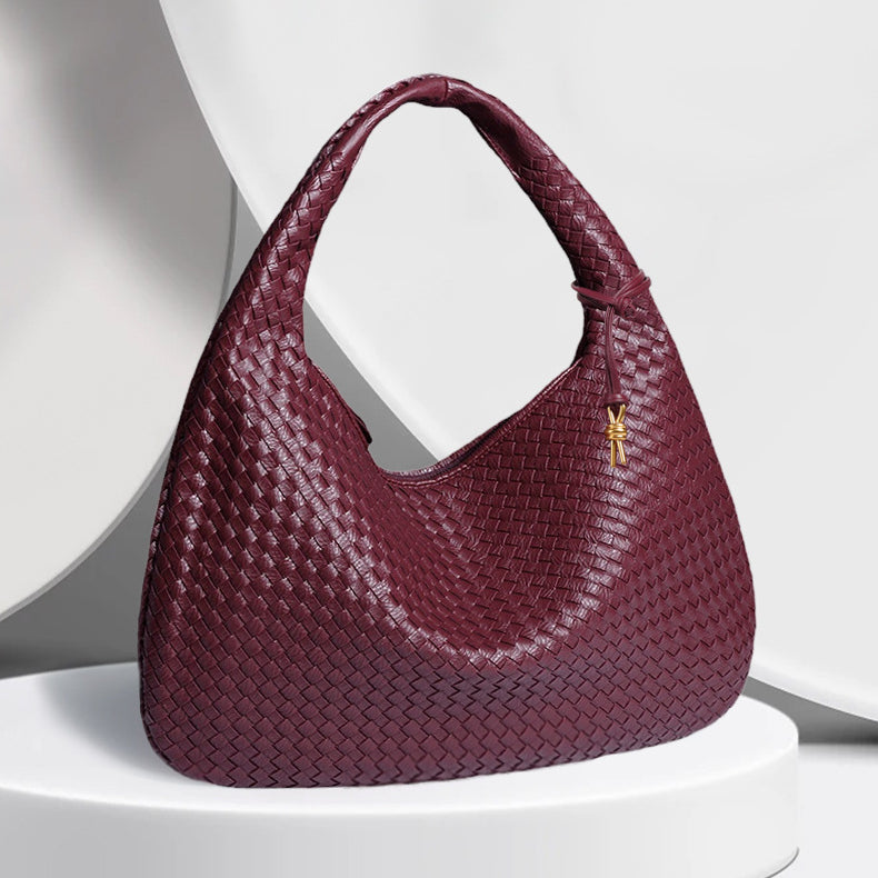 Burgundy woven hobo bag, a stylish addition to any fashion ensemble or ملابس collection