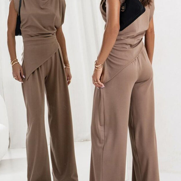 Taupe-colored two-piece pantsuit from Gorgeous Two Piece Sets Jumpsuit, ideal for modern fashion