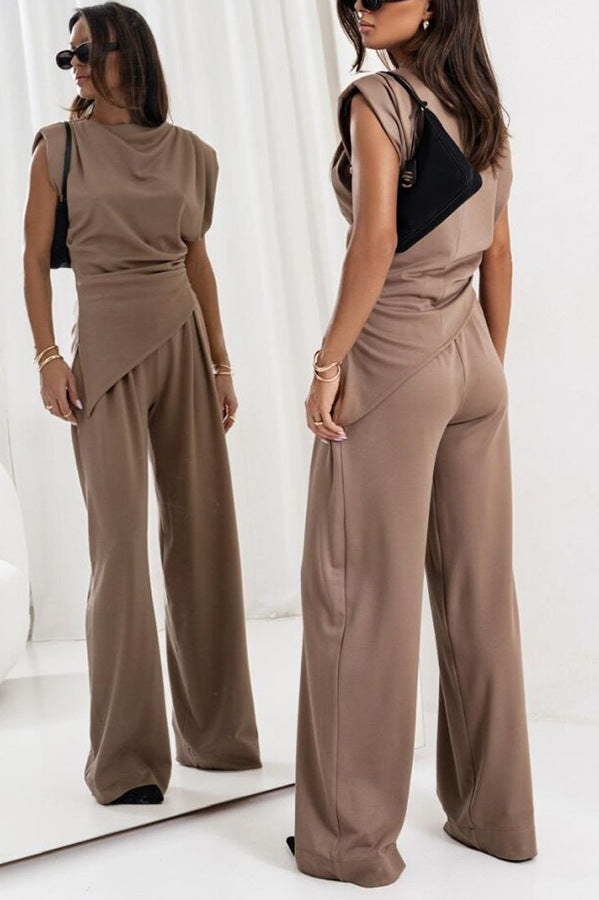 Taupe-colored two-piece pantsuit from Gorgeous Two Piece Sets Jumpsuit, ideal for modern fashion