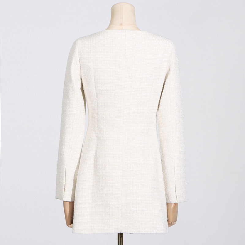 White tweed blazer dress for elegant fashion, perfect for ملابس occasions
