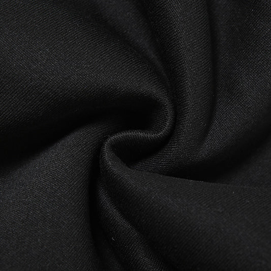 Wrinkled black fabric of the Casual High Waist Skirt Suit for trendy fashion ملابس