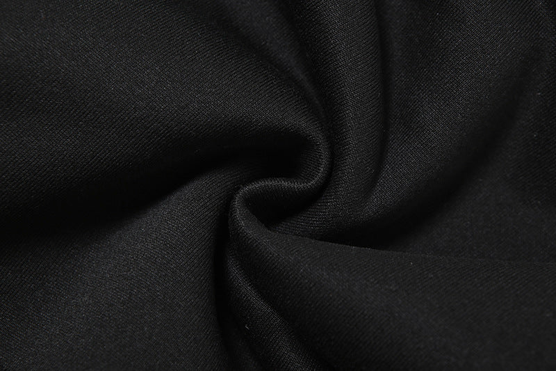 Wrinkled black fabric of the Casual High Waist Skirt Suit for trendy fashion ملابس