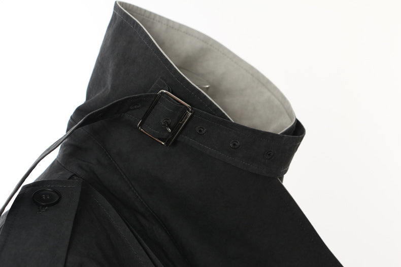 Langry fashion black leather belt with silver buckle for casual trench coat