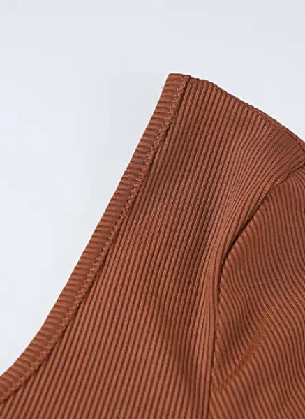 Women Clothing Winter Solid Color Rib u Neck Long Sleeved Slim Fit Hip Raise Sports Jumpsuit