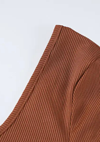 Women Clothing Winter Solid Color Rib u Neck Long Sleeved Slim Fit Hip Raise Sports Jumpsuit