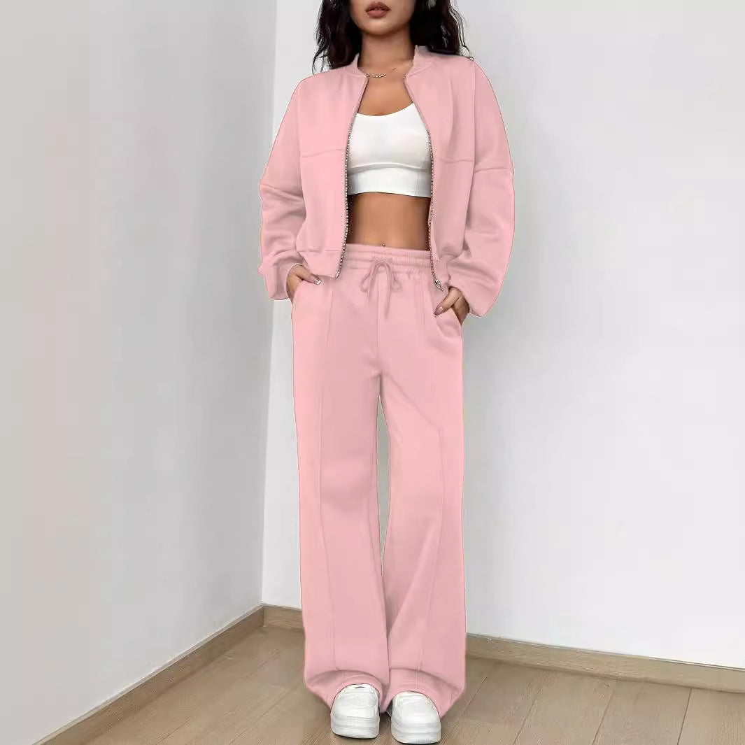 Trendy Cardigan Two Piece Set in pink, ideal for stylish lounging and fashion-forward ملابس