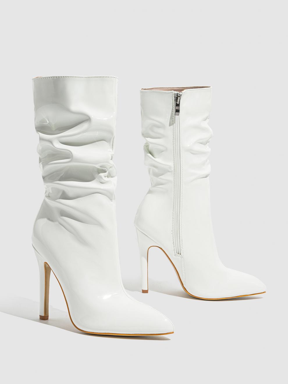 Leather Shoes Short High Heel Riding Boots