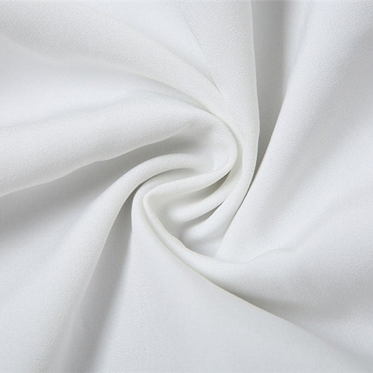 Wrinkled white fabric of Summer Women Wear Camisole Knotted Short Top Puffy Skirt Sets