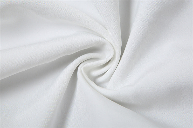 Wrinkled white fabric of Summer Women Wear Camisole Knotted Short Top Puffy Skirt Sets