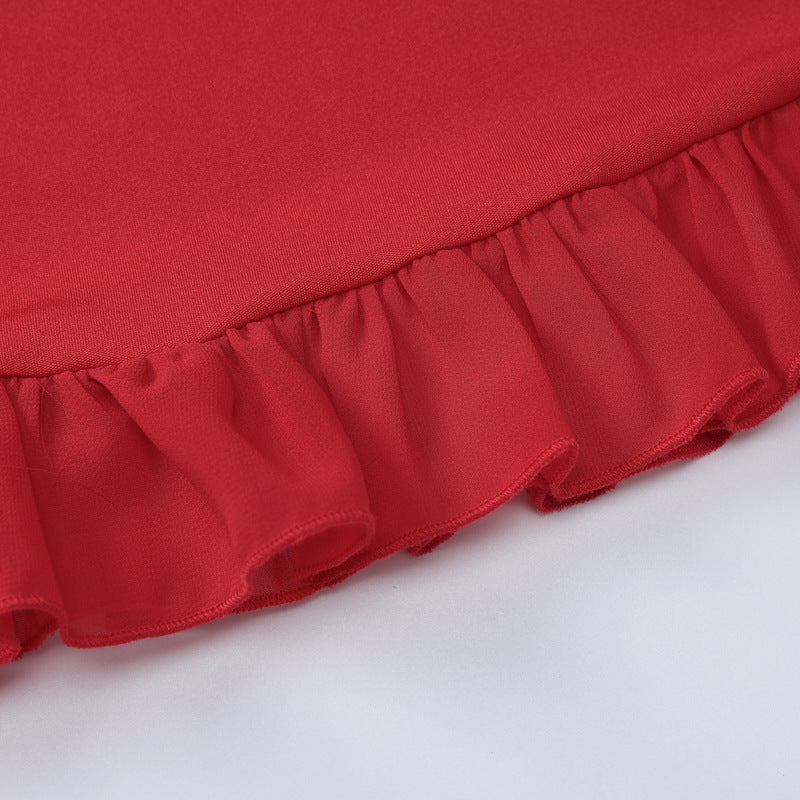 Summer Low Cut off Neck Strap Slim Fit Waist Controlled Slimming Dress