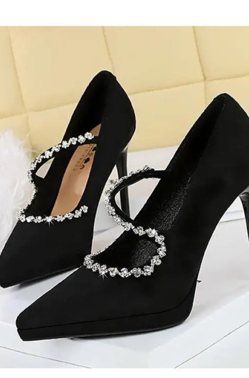 Cocktail Waterproof Platform Rhinestone Ankle Strap High Heel Pumps