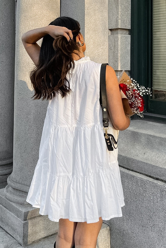 All Match White Elegant Loose Short Dress