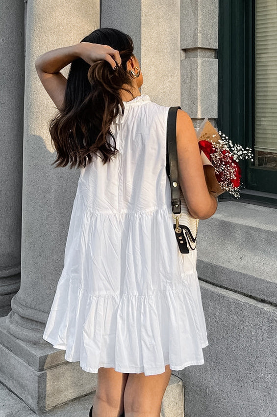 All Match White Elegant Loose Short Dress