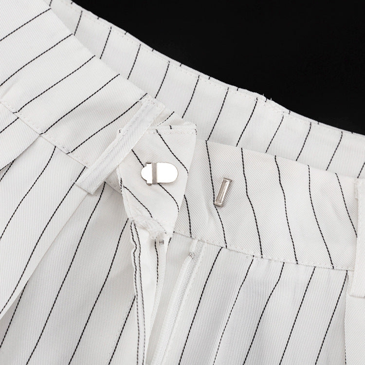 Elegant Striped Top Wide Leg Pants Office Two Piece Sets