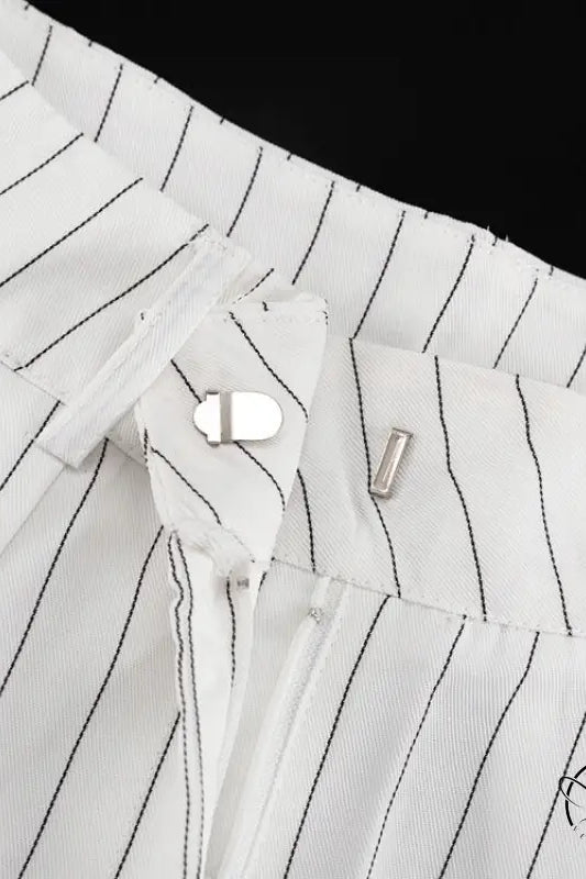 Elegant Striped Top Wide Leg Pants Office Two Piece Sets