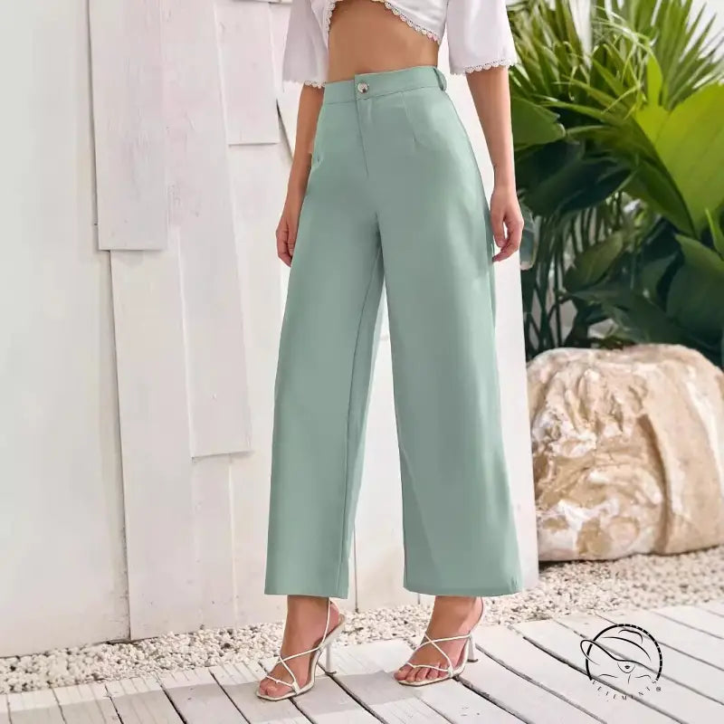 Light green fresh comfort wide leg pants