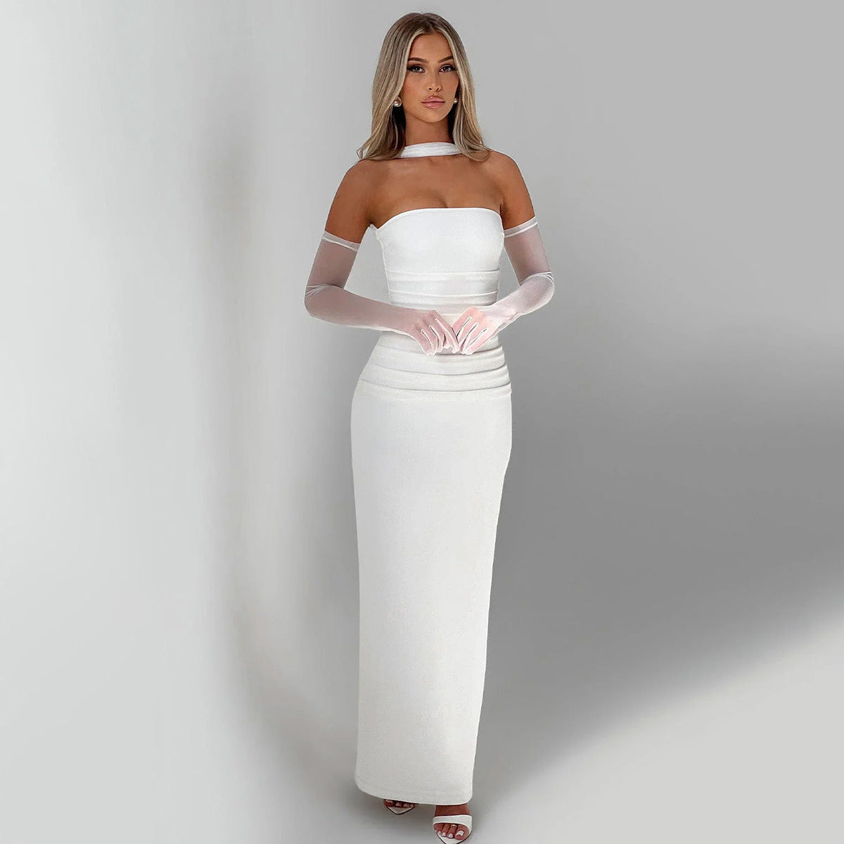 Elegant white strapless gown from Gorgeous Winter Evening Dress, perfect for fashion lovers