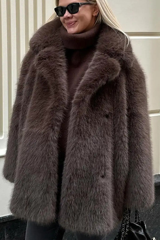 Warm Collar Mid-Length Faux Fur Jacket in Langry Fashion
