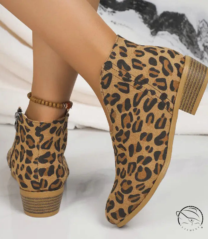 Leopard print ankle boots in Winter Cute Boot with free shipping